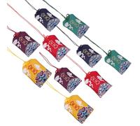 Cabilock Bolsa Omamori Japonesa 10 Piezas Bordado Tradicional, Amuletos Omamori Japoneses Vacíos en Colores Amarillo, Rojo, Verde, Púrpura y Azul para Decoración del Hogar y