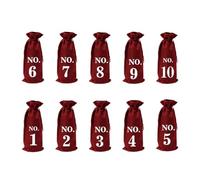 Cabilock Bolsas de Yute Numeradas del 1 al 10 para Botella de Vino, Set de 10 Unidades en Color Vino Rojo, Cordón Reutilizable para Fiestas, Regalos y Celebraciones Obsequios