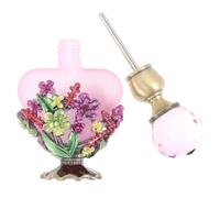 Cabilock Botella de Perfume Vacía de 5ml Diseño Retro Elegante de Vidrio y Metal Rosa para Almacenamiento y Decoración Hogar