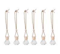 Cabilock Botellas de Perfume Vacías para Coche 8Ml Frascos de Cristal Tapa de Madera Set de 6 Piezas Ambientador Colgante para Auto Difusor de Aromaterapia y Decoración Interior