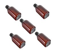 Cabilock Botellas Rellenable Para Viaje 5 Unidades 200 Ml Cuadradas Cuello Largo Plástico Pet Marrón Con Tapa De Rosca Negro y Tapón Interior Para Cosméticos y Loción