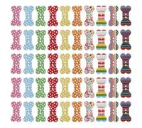 Cabilock Botones de Madera Forma de Hueso de Perro 25X13 MM 100 Piezas para Coser Ropa Manualidades DIY y Scrapbooking Botones Decorativos de 2 Agujeros Impresión Blanca Resistente
