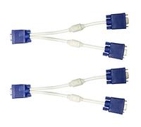 Cabilock Cable Adaptador de Vídeo Vga Divisor para Monitor Dual Diseño de Anillo Magnético Doble y Transmisión Estable, 2 Unidades Abs y Cobre, 0.3 Metros