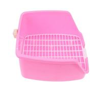 Cabilock Caja de Arena para Mascotas Pequeña, Inodoro para Conejos y Chinchillas, Plástico Resistente Color Rosa, Bandeja Base Filtrante Antiólor, Entrenamiento para Baño en Hogar y Jardín