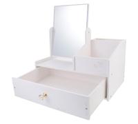 Cabilock Caja de Cosméticos con Espejo Multifuncional, 1 Cajón Mediano, Material Pvc Duradero, para Mujer, Organizador de Tocador y Maquillaje, Almacenamiento para Joyas y Artículos