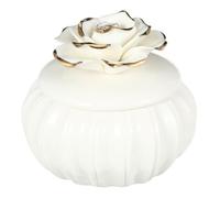 Cabilock Caja De Joyería De CeráMica Blanca Con DiseñO De Rosa, Ideal Para Almacenar Pendientes, Anillos Y DecoracióN Del Hogar, Perfecta Para Regalos De Boda Y Aniversario