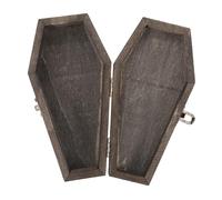 Cabilock Caja Organizadora De Joyas Forma De Ataúd Pequeña De Madera De Paulownia Negra Tapa, Joyero Portátil Temático Halloween Para Anillos y Dulces, Caja Multifuncional Para Fiesta