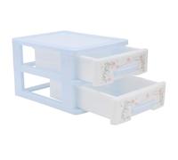 Cabilock Caja Organizadora Pequeña para Maquillaje de 2 Capas Color Azul de Plástico PP Resistente Diseño Tipo Cajón Multiusos para Escritorio y Almacenamiento Práctico en Belleza y