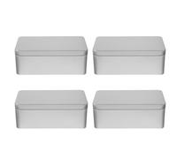 Cabilock Caja Rectangular de Hojalata Plateada 18X98X65 CM 4 Unidades Tapa Sellable para Almacenar Dulces y Galletas Organizador Portátil Hogar y Uso Múltiple