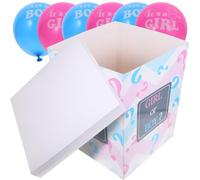 Cabilock Caja Revelación Género Globos Multicolor, Tamaño Grande, Cartón Resistente, Uso Para Baby Shower y Fiesta Cumpleaños, Juego De 3 Globos Rosas y 3 Azules