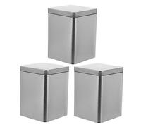 Cabilock Cajas De Té De Metal De 3 Piezas, Tamaño Compacto Tapa Interna Alta De 80 Mm, Acero Plateado Mate, Recipiente Portátil Multiusos Para Almacenamiento y Embalaje, Uso Doméstico y Comercial