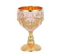 Cabilock Cáliz Vintage Europeo de Pie Alto 30ml en Aleación de Zinc Dorada | Grabado y Patrones, Estilo Gótico Renacentista, para Agua o Whisky en Casa