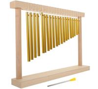 Cabilock Carrillón de Viento de Cobre Macizo de Tonos Campanas de Viento Resistentes con Base y Baqueta para Acompañamiento Musical Educativo y Decorativo Color Dorado