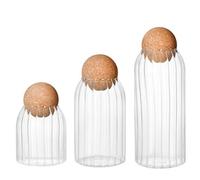 Cabilock Carrito de Té de Vidrio con Tarro de Comida Transparente y Botes con Tapa de Corcho - Botella de Alto Borosilicato para Buffet y Galletas
