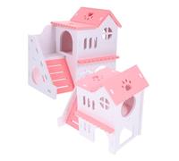 Cabilock Casa para Hámster y Ratas 2 Piezas, Escondite para Mascotas en Color Rosa, Villa Pequeña de PVC Resistente y Antidesgaste, Accesorio para Jaulas de Cobayas y Erizos, Adecuado