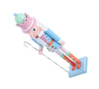 Cabilock Cascanueces de Madera Pequeño de 25 CM Decoración Navideña Tradicional en Colores Macarrón Verde Azul y Naranja Adorno Festivo para Repisa y Mesa Figura Soldado para