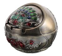 Cabilock Cenicero Vintage de Metal con Tapa para Sala de Estar y Exterior, Diseño Resistente Que Previene Cenizas Voladoras, Estilo Retro Europeo Clásico