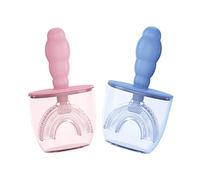 cabilock Cepillos de Dientes de Los Niños 2 Unids Niños en Forma de U Forma Cepillos de Dientes Todos Los Niños Redondeados Cepillos de Dientes con Pincel de Silicona Cabezal de Silicona Y