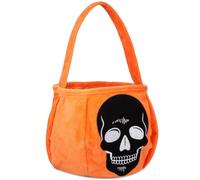 Cabilock Cesta de Dulces de Halloween de Tela Gran Capacidad y Diseño de Calabaza Naranja Suave y Segura para Fiestas de Halloween