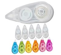 Cabilock Cinta Correctora Adhesiva Portátil para Estudiantes Pack de 12 Unidades 6 sin 6 Arcoíris 12 Metros de Longitud Práctica para Corrección Rápida Papel Libros y Documentos