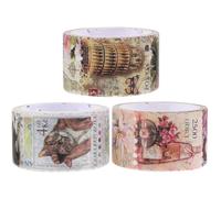 Cabilock Cinta Washi Vintage 25mm X 5m 3 Rollos Pegatinas Decorativas Retro para Diario y Manualidades Amantes de Sellos Decoración Cuadernos Cumpleaños Navidad Estilo Aleatorio