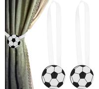 Cabilock Cintas Decorativas para Cortinas de Dormitorio Sujetacortinas Magnéticas de Fútbol Hebillas de Fijación sin Perforación 2 Unidades para Cortinas Finas Traslúcidas y Gruesas