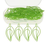 Cabilock Clips de Papel Metálicos Forma de Hoja Verde Clara Pack de 30 Unidades en Caja Plana Clips para Documentos y Oficina Sujetapapeles Creativos para Organizar Archivos Diarios