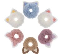 Cabilock Coleteros para Niñas Orejas de Gato de Peluche 6 Unidades de Colores Surtidos Rosa Rojo Sandía Azul Morado Marrón Amarillo Elásticos Suaves Pelo Accesorios Ligeros para