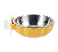 Cabilock Comedero Colgante para Perros y Gatos de Acero Inoxidable y Plástico, Fácil de Limpiar, Cuenco Amarillo para Alimentación y Agua en Jaulas