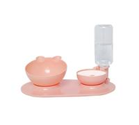 Cabilock Comedero y Bebedero Automático para Perros y Gatos Protección Cuello, Doble Cuenco de PP en Forma de Animal Rosa, Adecuado para Alimentación Diaria Color Aleatorio