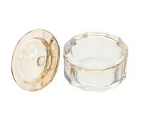 Cabilock Copa de Monómero para Uñas de Vidrio Beige con Tapa, Diseño Único para Uso en Manicura Profesional y Fácil Limpieza en Procesos de Decoración de Uñas