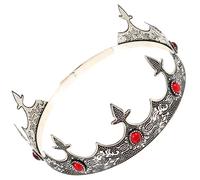 Cabilock Corona de Rey Vintage para Hombre con Diseño de Resistente y Decoración de Piedras Rojas Accesorio para Cosplay Fiestas y Actuaciones para Mayor Comodidad