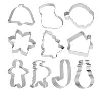 Cabilock Cortador de Galletas Navideño Molde para Galletas de Acero Inoxidable, 10 Piezas, Juego de Piezas Surtidas, Patrón de Navidad, Antiadherente, Desmolde Rápido, Varios estilos