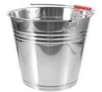 Cabilock Cubo de Alimentación para Caballos, Comedero para Caballos de Acero Inoxidable, 8l, Plata, Asa, para Agua y Baño de Potros Cuadra