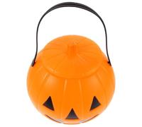 Cabilock Cubo de Dulces de Halloween Gran Capacidad, Diseño Creativo en Forma de Calabaza Naranja, Plástico Portátil Asa para Fiestas y Reparto de Dulces