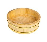 Cabilock Cubo Para Servir Comida Japonesa De Madera Natural Borde Dorado Bandeja Redonda Resistente Para Mezclar Arroz y Uso Cocina Accesorio Rústico