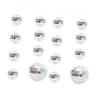 Cabilock Cuerda de Bandera Bolas de Discoteca Reflectantes Decoración de Fiesta para Bodas Fiestas de Navidad Bolas de Espejo Colgantes Elegante para Interiores