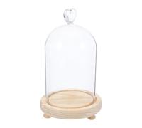Cabilock Cúpula de Exhibición de Vidrio con Forma de Corazón 10x15 Cm, Cubierta Protectora contra Polvo con Base de Luz Cálida, Vitrina Decorativa para Figuras, Manualidades y Adornos