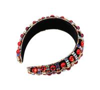 Cabilock Diadema Ancha Acolchada con Cristales Brillantes para Mujer Accesorio de Moda para Fiestas y Bodas Diseño Antiguo Estilo Palacio Rojo
