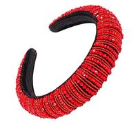 Cabilock Diadema Ancha de Cristal Roja Esponja Gruesa, Accesorio Cabello para Mujer y Niña, para Bodas y Fiestas, Tocado Decorativo Elegante