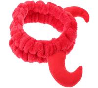 Cabilock Diadema de Cuerno de Felpa para Lavarse la Cara, Diadema Facial para Mujer, Tamaño Único, Color Rojo, Banda Cabello Suave y Antideslizante, Cuidado Diario Piel