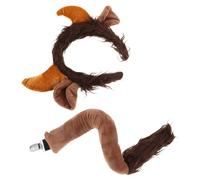 Cabilock Diadema de Cuernos de Buey y Orejas de Animal de Tela Café Diseño Versátil y Transformación Rápida para Cosplay Navideño y Convenciones