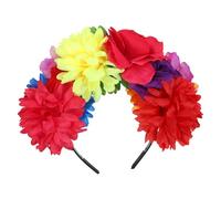 Cabilock Diadema de flores para Halloween: tocado para festivales mexicanos, accesorio espeluznante para disfraz de Día de Muertos, diadema para fiestas de carnaval, adornos navideños para el cabello