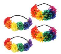 Cabilock Diadema de Novia Arcoíris 4 Piezas, Accesorios Cabello de Tela Flores, Tocado para Boda, Dama de Honor y Mujer, Decoración para Peinados en Eventos y Playa