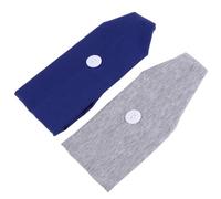 Cabilock Diadema Deportiva Botones para Sujetar Mascarilla, Banda Elástica de Algodón Transpirable, 2 Piezas Azul y Gris, Adecuado para Yoga, Fitness y Cuidado del Cabello Mujer