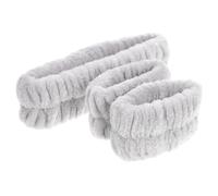 Cabilock Diadema Facial de Felpa Suave para Maquillaje y Lavado Diadema Muñequeras Gris Bandas Absorbentes para Cuidado Piel y Uso Diario Casa