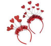 Cabilock Diadema Forma de Corazón Roja 2 Piezas Accesorio Cabello de San Valentín Fiesta y Peinado de Boda Diademas para Niñas y Mujeres Decoración para Fotos Románticas