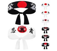 Cabilock Diadema Japonesa para Hombre Estilo Samurái de Poliéster, 8 Piezas Diseño Tradicional, Uso Versátil para Disfraz Ninja y Accesorios de Sushi