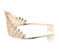 Cabilock Diadema para Novia de Aleación en Tono Dorado Claro Cristales de Imitación, Tiara de Princesa Vintage, Tocado Grande para Mujer Adulta, Accesorio Elegante para Boda y Peinado