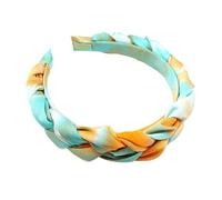 Cabilock Diadema Trenzada Azul para Mujer, Accesorio Cabello de Moda, Aro Trenzado Multifuncional, Tamaño Único, Uso Diario y Fiestas, Diseño Estampado Teñido